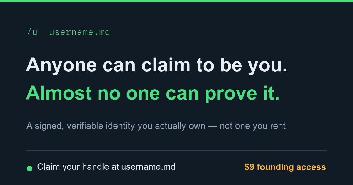 Show HN: Username.md – a signed, agent-readable identity page you own